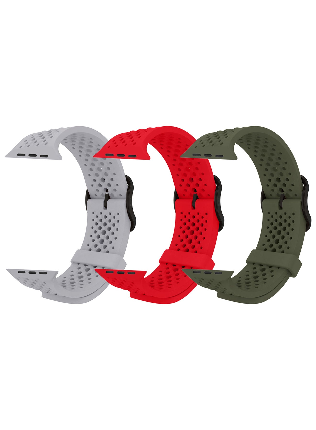 Compare 3Packs 49mm45mm44mm Sport Silicone Watch Band Compatible with Apple Watch Series 987654321 & SE – Breathable Soft Strap with Buckle at KSA Price