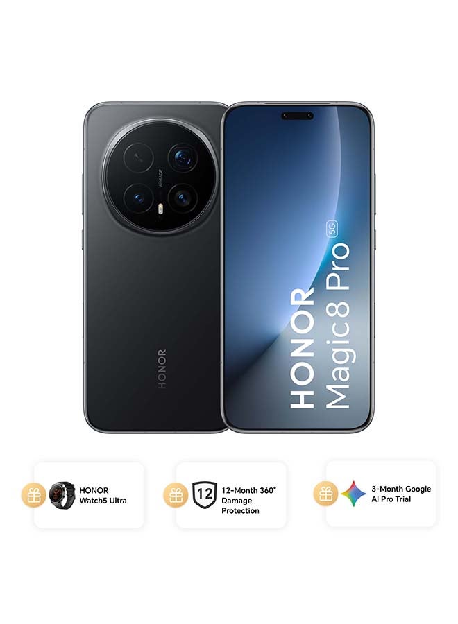 Compare Magic 8 Pro Dual SIM 5G Black 16GB RAM 1TB With Free Watch5 Ultra, 12 Month 360° Damage Protection Insurance and 3 Month Google AI Pro Trial  Middle East Version at KSA Price