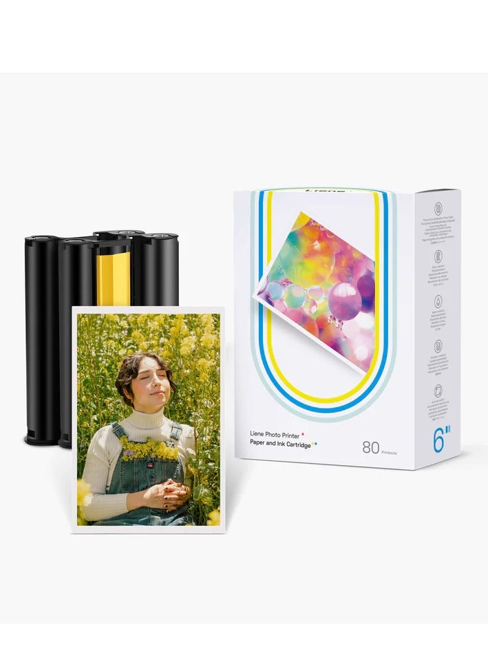 Compare Liene Amber M100M200 4x6 Photo Printer 80 Sheets Photo Paper & 2 Ink Cartridges Refill, Dye Sublimation, Water OxidationProof, Only for Liene DHP512DHP513 Printer, for Display, Framing, Scrapbook at KSA Price