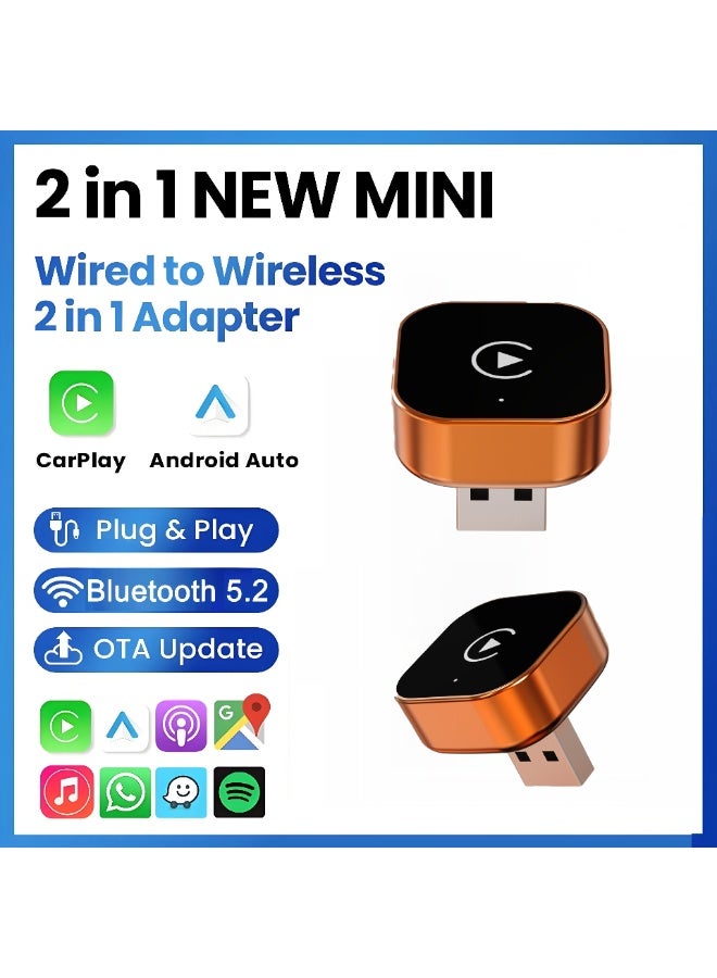 2026 Latest Color Apple Orange 2-in-1 Wireless Carplay…