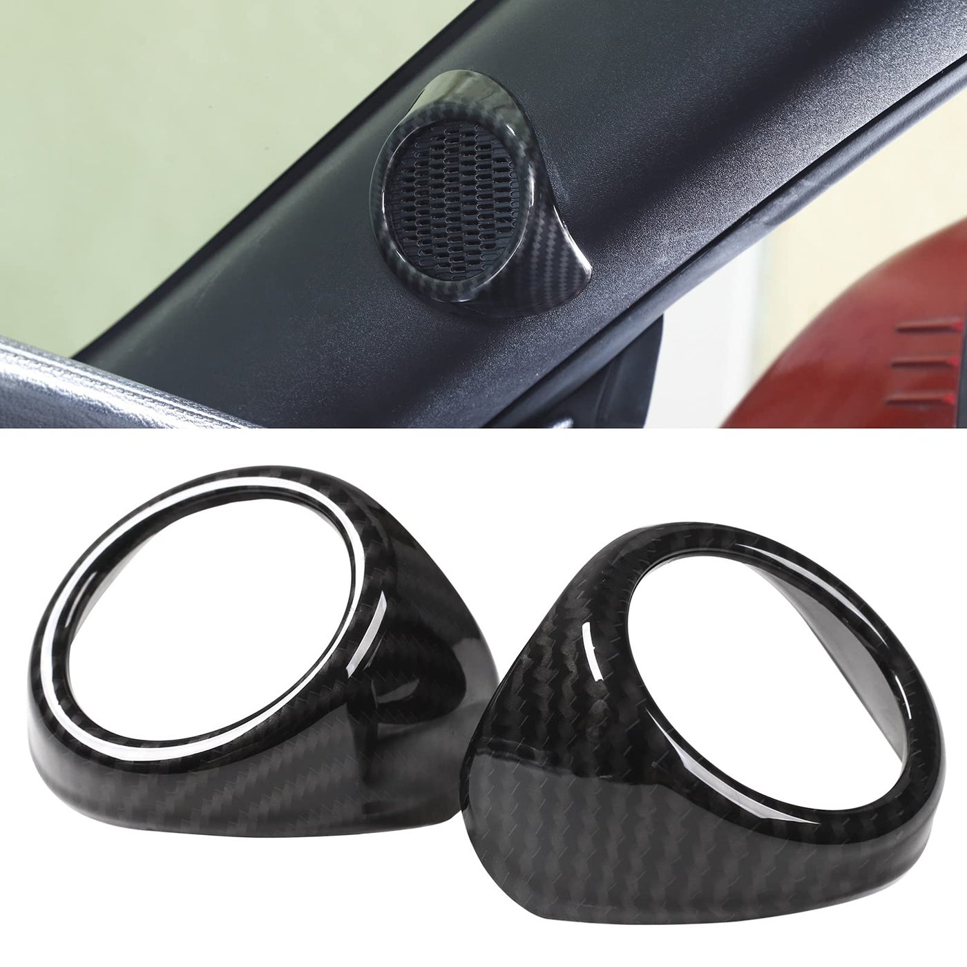 Compare RTTCZ APillar Audio Stereo Speaker Trim Cover Decor Frame for Ford Mustang 2015 2016 2017 2018 Carbon Fiber Grain at KSA Price
