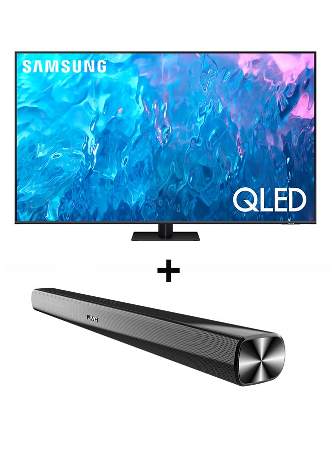 Compare 55 Inch QLED 4K Smart TV 2023 + 2.0CH Soundbar Plus Bluetooth, Usb, Fm Radio With 600W PMPO 55Q70C+THN322B Titan Gray at KSA Price