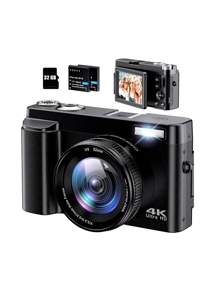 Compare 4K Digital Camera for Photography Autofocus 48MP 4K Camera with SD Card,180° 3.0 inch Flip Screen Vlogging Camera for YouTube Video Compact Cameras with 16X Digital Zoom at KSA Price
