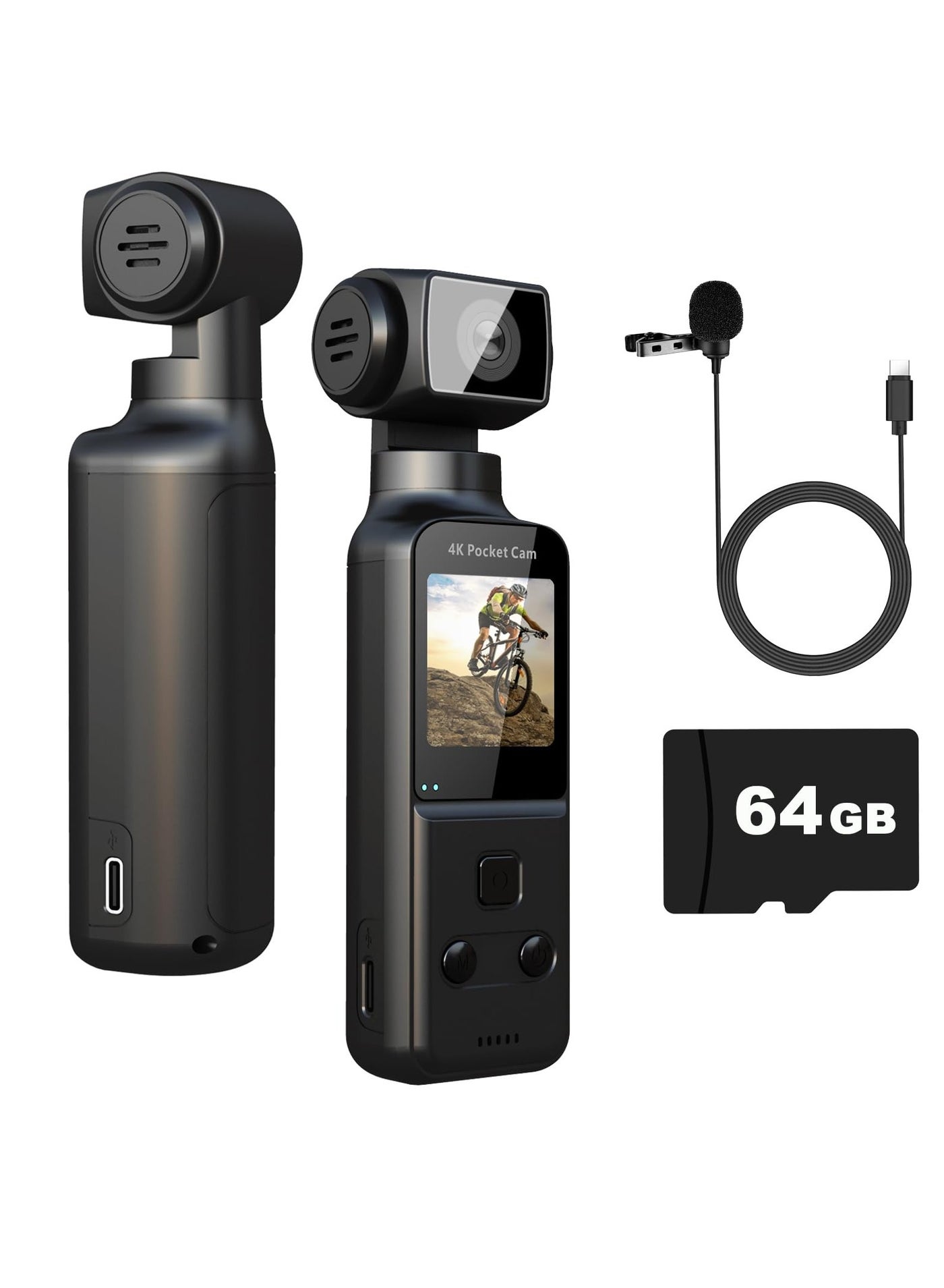 Compare 4K HD Camera, 270° Rotatable Large Wide Angle, Included 64G Card, 30m98ft Underwater Camera with & Mic for Outdoor Riding Diving Shooting Vlog , 1000mAh Rechargeable at KSA Price