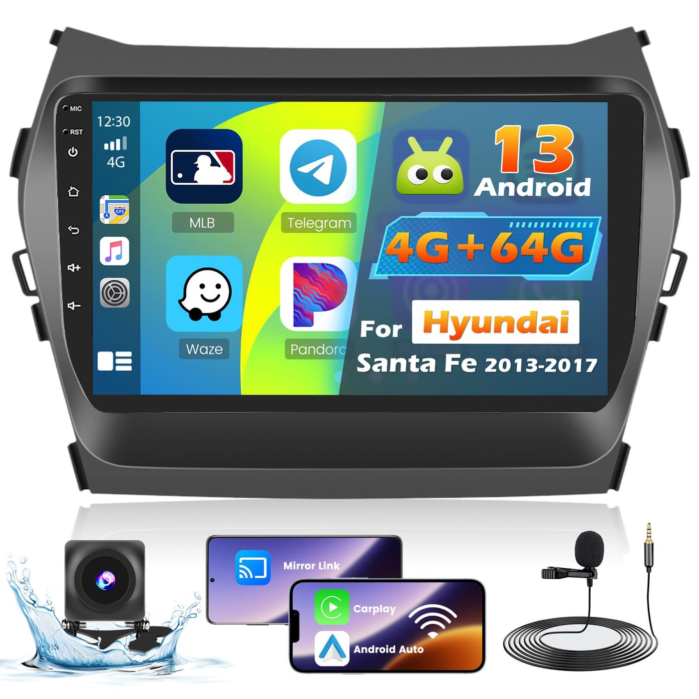 Compare Roinvou 464G Android Carplay Stereo for Hyundai Santa Fe 20132017 9 Touch Screen Carplay Android Auto with 32EQ Bluetooth WiFi GPS Navigation Mirror Link 1280 720 Resolution at KSA Price