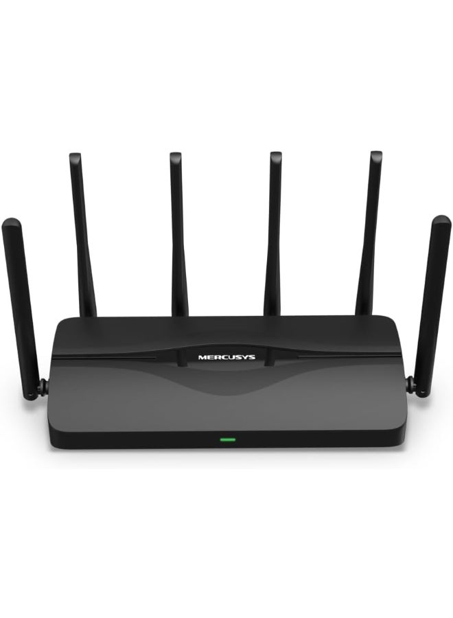 Compare BE9300 TriBand WiFi 7 Router
SPEED: 574 Mbps at 2.4 GHz + 2880 Mbps at 5 GHz + 5760 Mbps at 6 GHz
SPEC: 6× External Antennas, 1.5 GHz QuadCore CPU, 1*2.5 Gbps WAN port + 3*2.5 Gbps LAN ports, MLO, 4096QAM, OFDMA, EHT160 on 5GHz, EHT320 on 6GHz
FEATURE: MERCUSYS App, RouterAccess Point Mode, WPSReset Button, IPTV, IPv6, Smart Connect, Airtime Fairness, Beamforming, MUMIMO, Parental Controls, Guest Network, VPN Server, VPN Client, DFS, WPA3, Easymesh, IoT Network, TR069, Aginet ACS, ISP Preset Agile Config Black at KSA Price