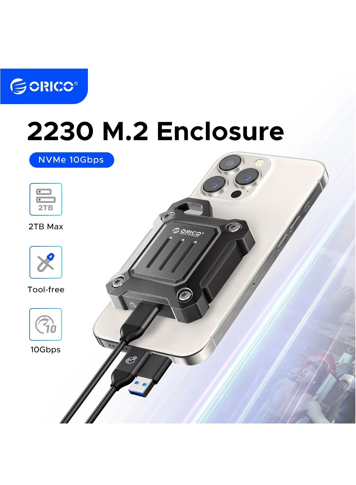ORICO M.2 2230 SSD Enclosure – USB 3.2 Gen2, 10Gbps…