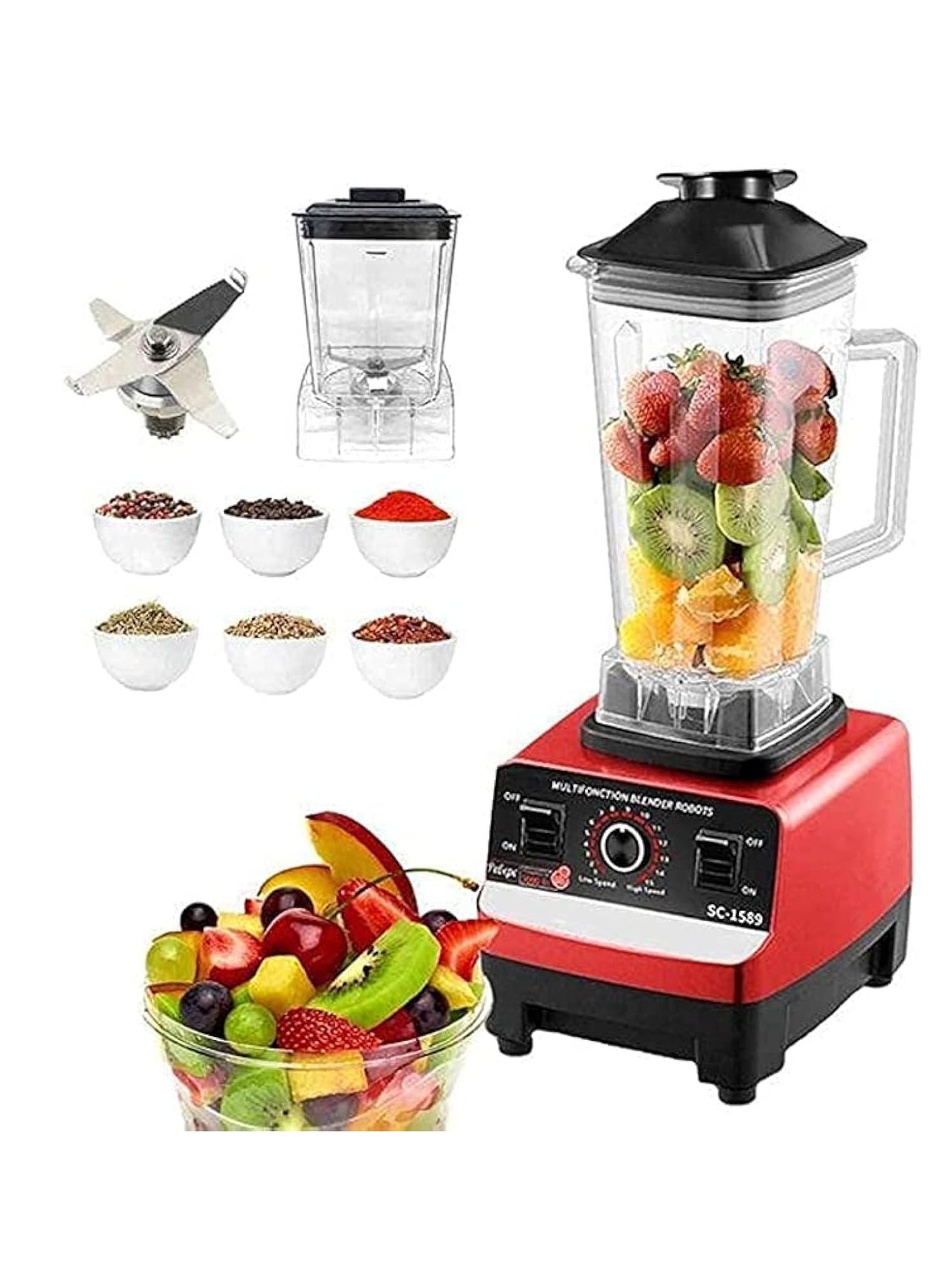 Compare Silver Crest 4500w Heavy Duty Commercial Grade Blender With 2 Jars Sc1589, Multicolour at KSA Price