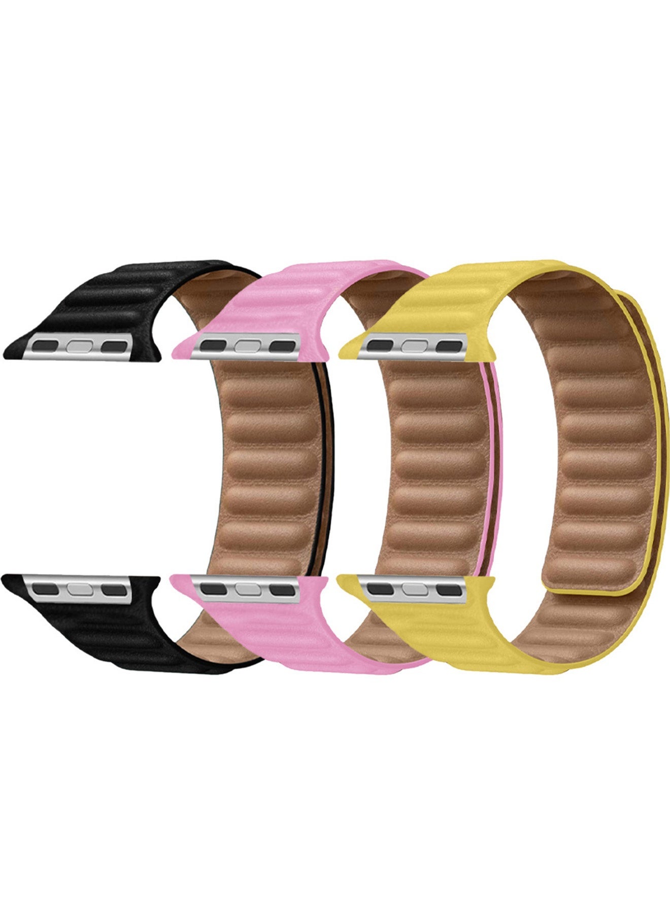 Compare 3 Packs Replacement Band for Apple Watch Band 38mm 40mm 41mm 42mm Series 10 – Leather Link Strap Magnetic Loop Adjustable Bracelet at KSA Price