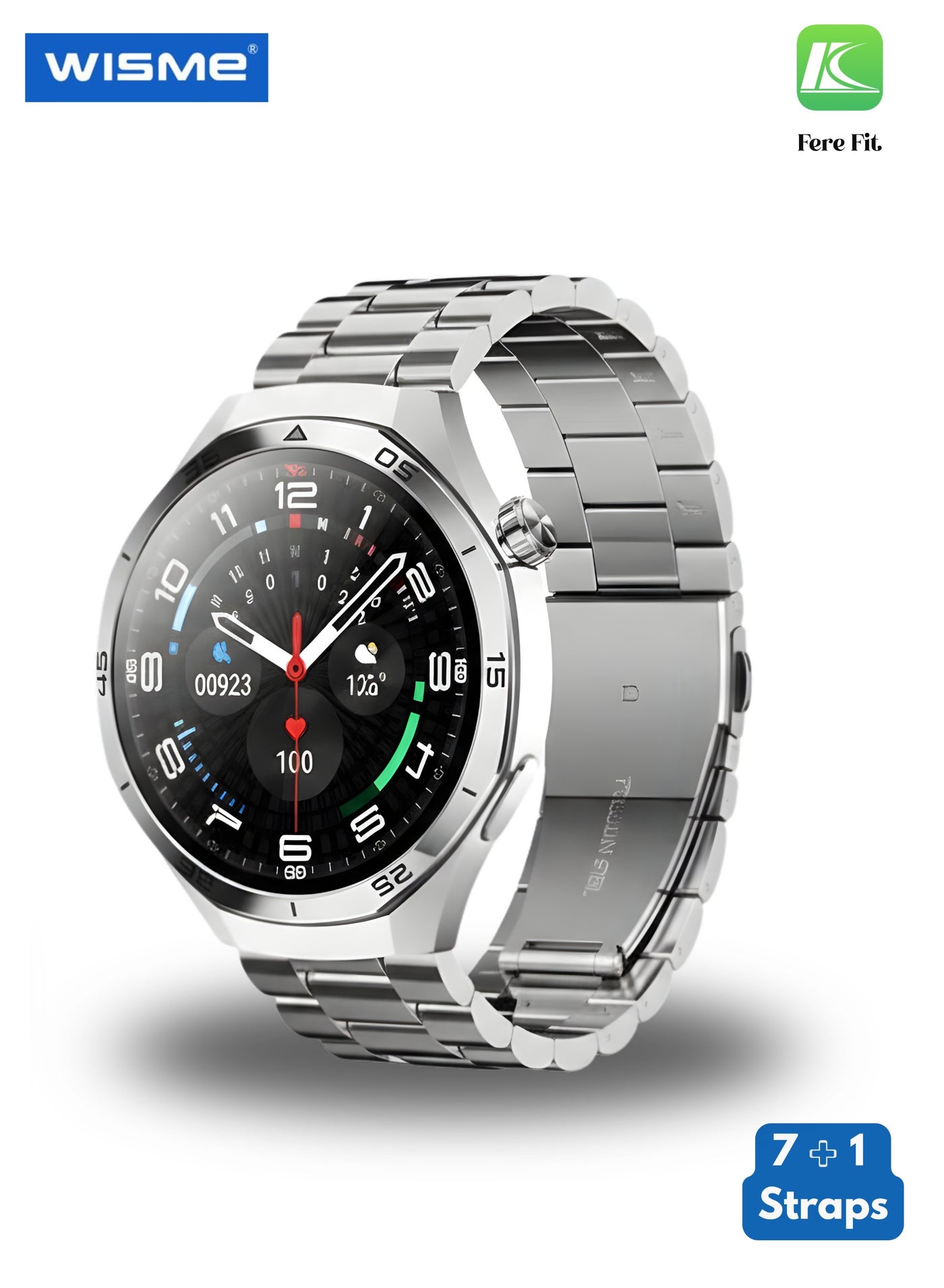 Compare Wisme X37 MAX Smartwatch | Highprecision ceramic case | Long battery life | 7 premium straps 6 silicone & 1 metal | Bluetooth calling | Fitness tracker | Freefit Fitness App | Stylish mens design | Sil at KSA Price