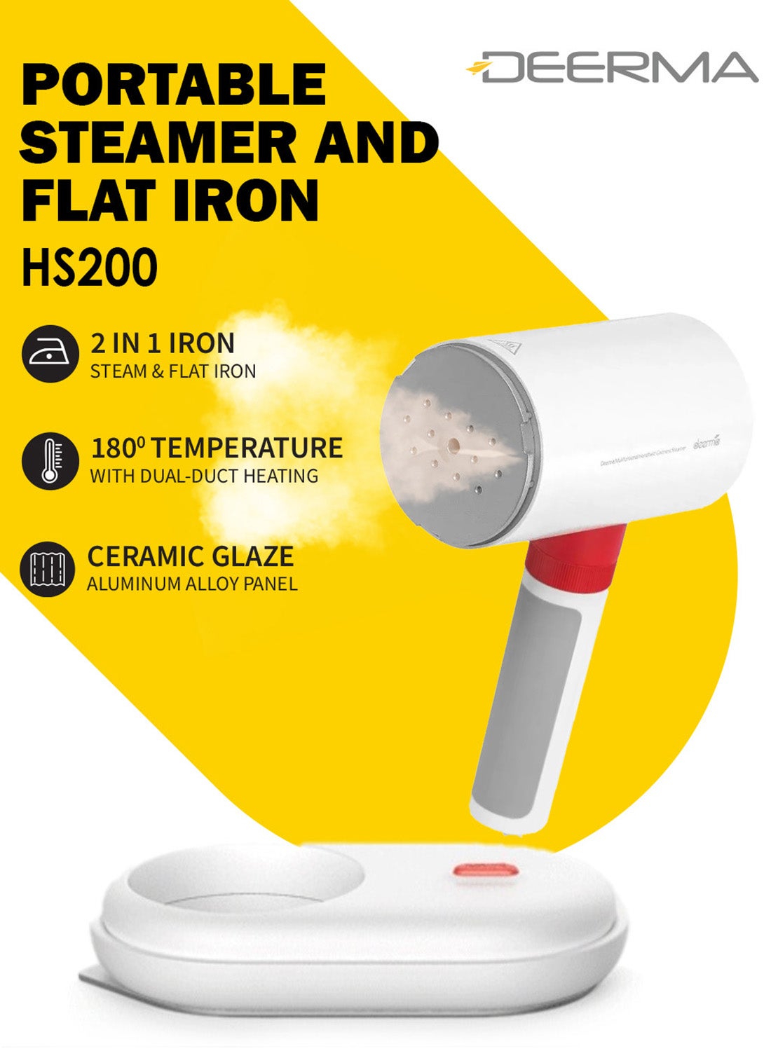 Compare 2 In 1 Portable MultiFunction Steam And Flat Iron Intelligent Preheating System 0.5b High Pressure DualDuct Heating 110 ml 1000 W HS200 White at KSA Price
