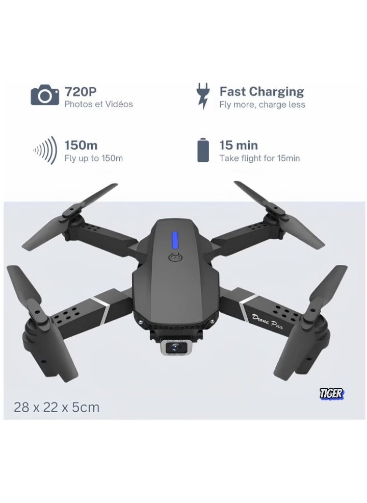 Compare E88 Drone with HD Camera – Foldable Design, WiFi Live Photo & Video, Black Screen on Remote Control, Perfect for Kids and Adults – Easy to Fly, Aerial Photography, Stable Flight for Beginners and Pros at KSA Price