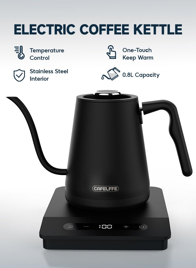 Compare Electric Gooseneck Kettle, V60 Coffee Kettle 0.8L for PourOver Coffee and Tea, Stainless Steel Coffee and Tea Pot Matte Black Digital Display Temperature Automatic Insulation for Home and Office at KSA Price
