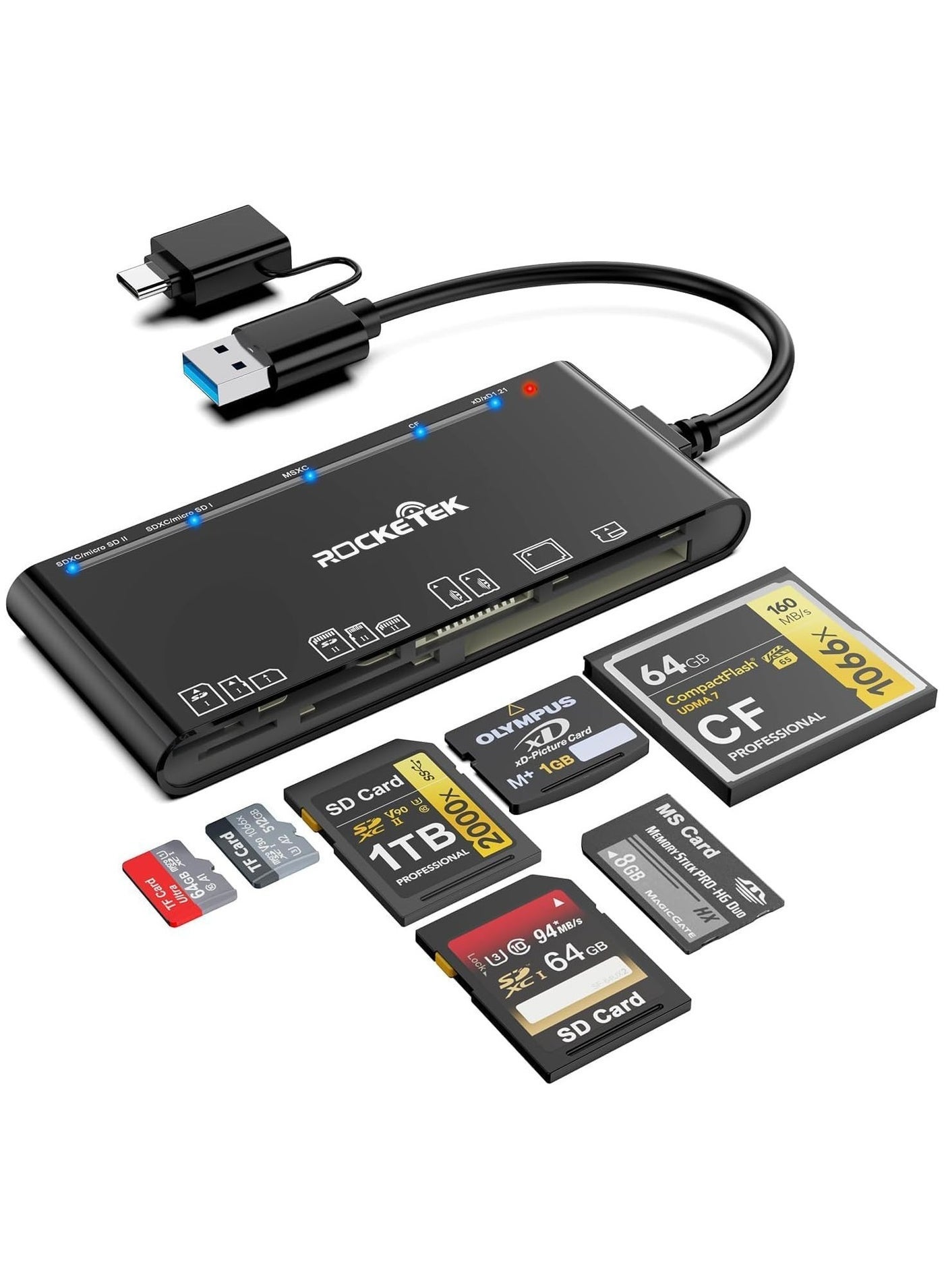 Rocketek Card Reader USB 3.0/Type-C , 7 in…