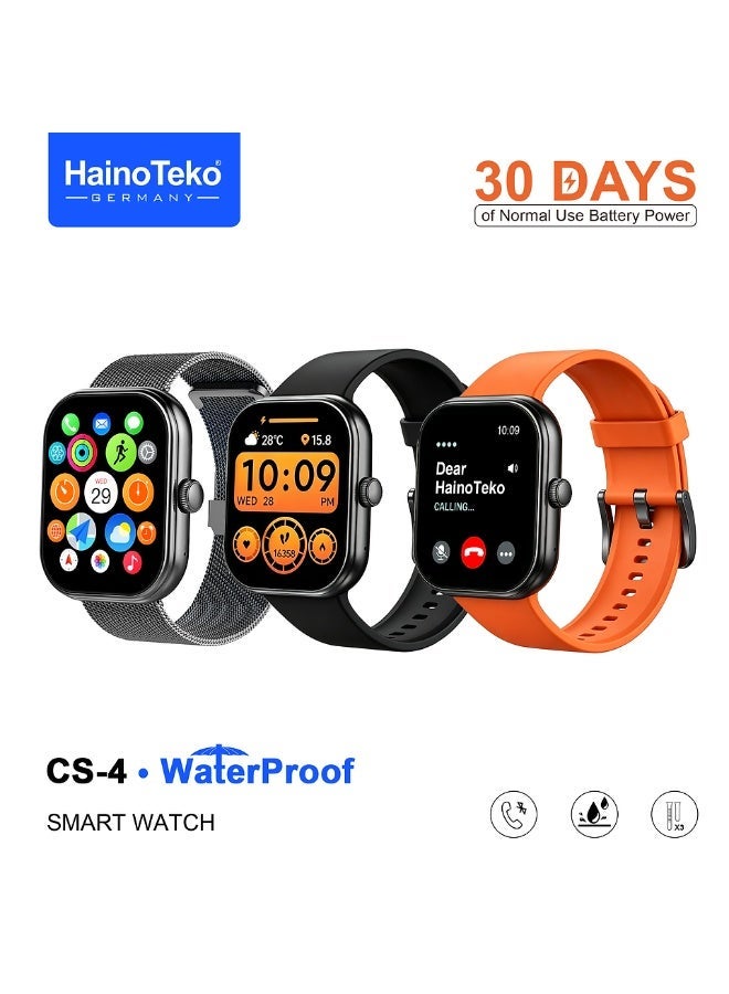 Compare CS4 Smart Watch 2.01 Inch TFT Display, Bluetooth Calling, 30Day Battery Life, 3 Interchangeable Straps, Fitness Tracker, Sports Modes, Smart Notifications, Waterproof Design for Men and Women Black at KSA Price