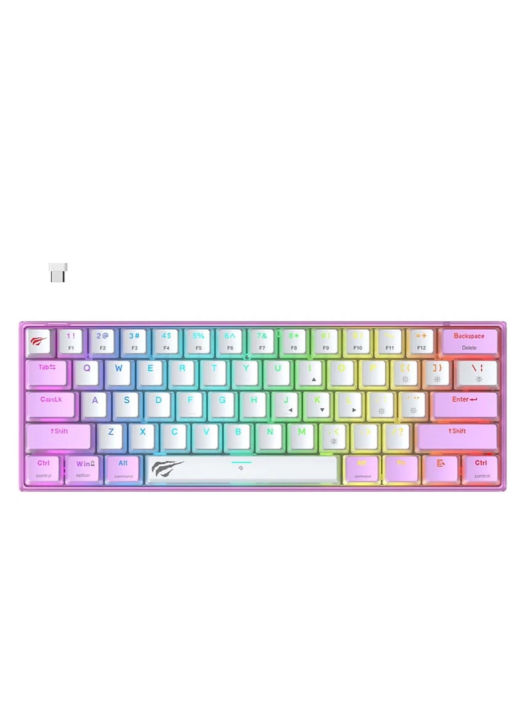 Compare KB877L 60% Ultra Compact RGB Backlit Mechanical Keyboard, Dazzling RGB Lighting Effect, ANSI, All keys are RollOver, TypeC interface, KB877L | Pink at KSA Price