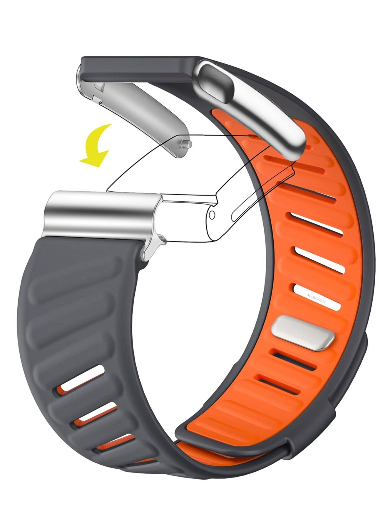Compare Silicone Band for Whoop MG with Silver Clip, Breathable Adjustable Sport Fitness Wristband Dark Gray Orange Dark Gray Orange 1 at KSA Price
