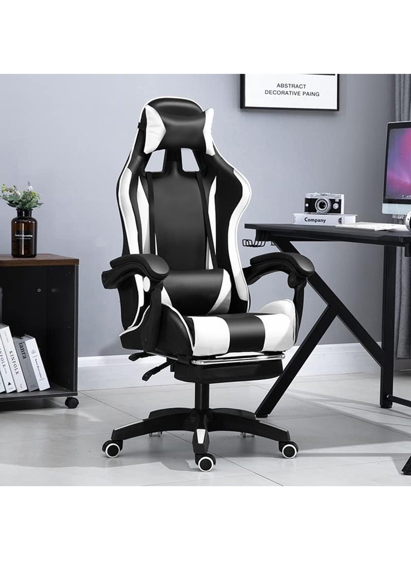 Compare Gaming Chair  High Back Computer Chair with Footrest and Lumbar Support Ergonomic Chair with 360°Swivel at KSA Price