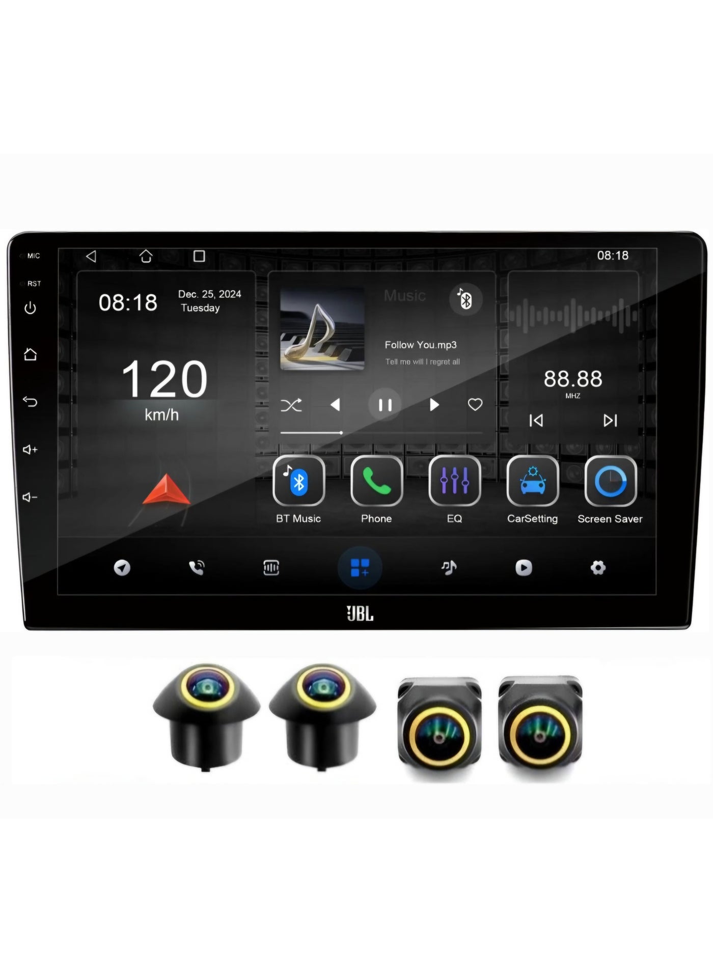 Compare 10 Inch JBL Android Car Stereo 4GB RAM 64GB Memory With 360D Panoramic Camera Included Compatible Apple Carplay Android Auto Wireless WiFi Bluetooth Radio QLED Touchscreen at KSA Price