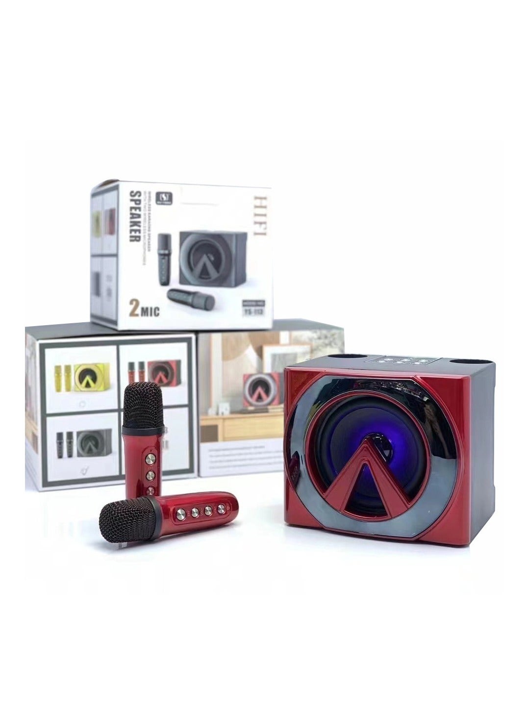 Compare YS113 Bluetooth Speaker with Lighting Effect Dual wireless Microphone Speaker for Computer Subwoofer Mobile phone TV at KSA Price