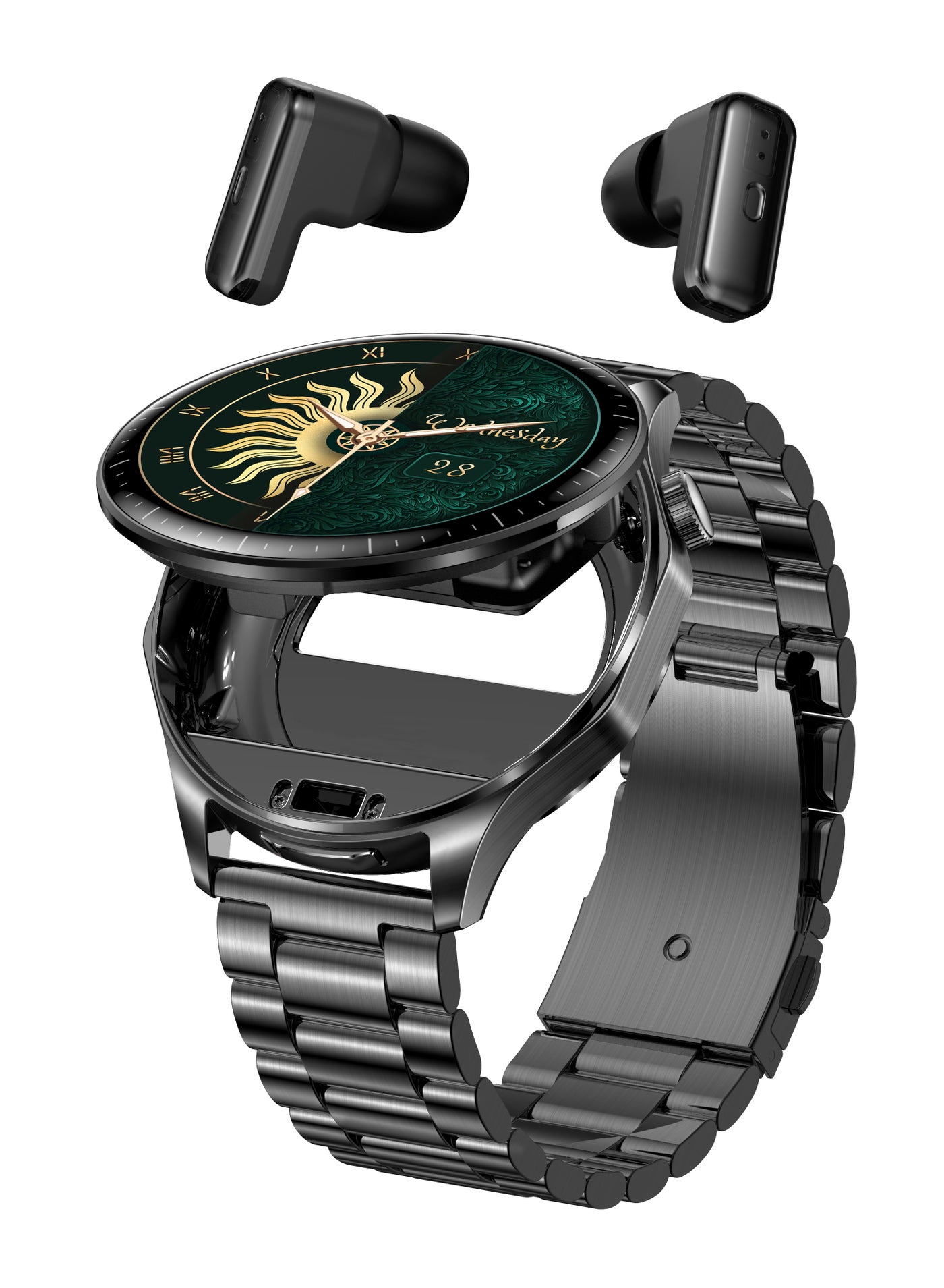 Compare Mens Smart Watch 1.43Inch HighDefinition Touch Screen, TWS Organizer , IP67 Waterproof And Dustproof, Health Monitoring Sports Watch,T98 Steel Band Black at KSA Price