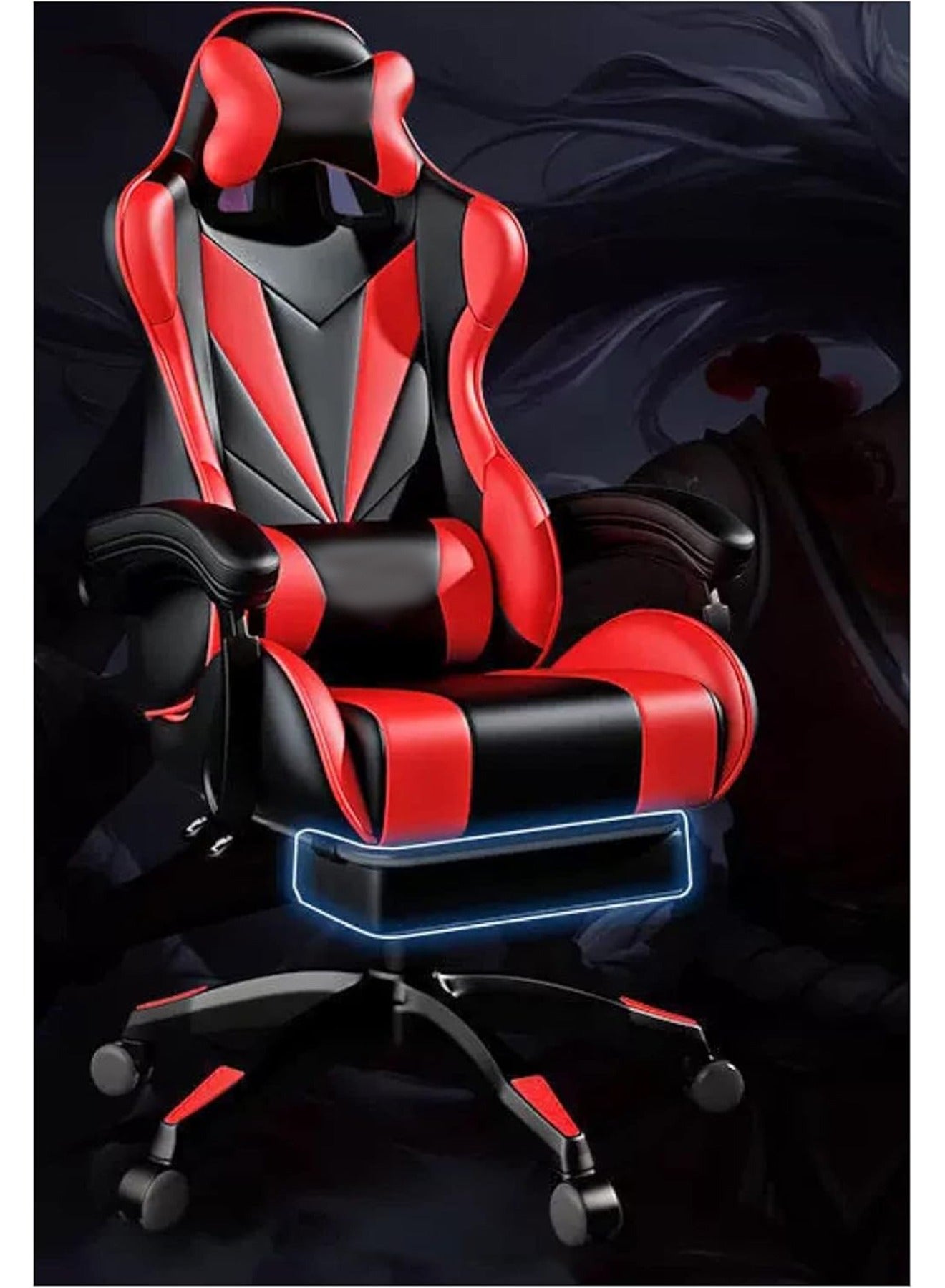 Compare High Back Gaming Chair Office Chair with Footrest and Lumbar Support  Ergonomic Chair with 360°Swivel Task Chair at KSA Price