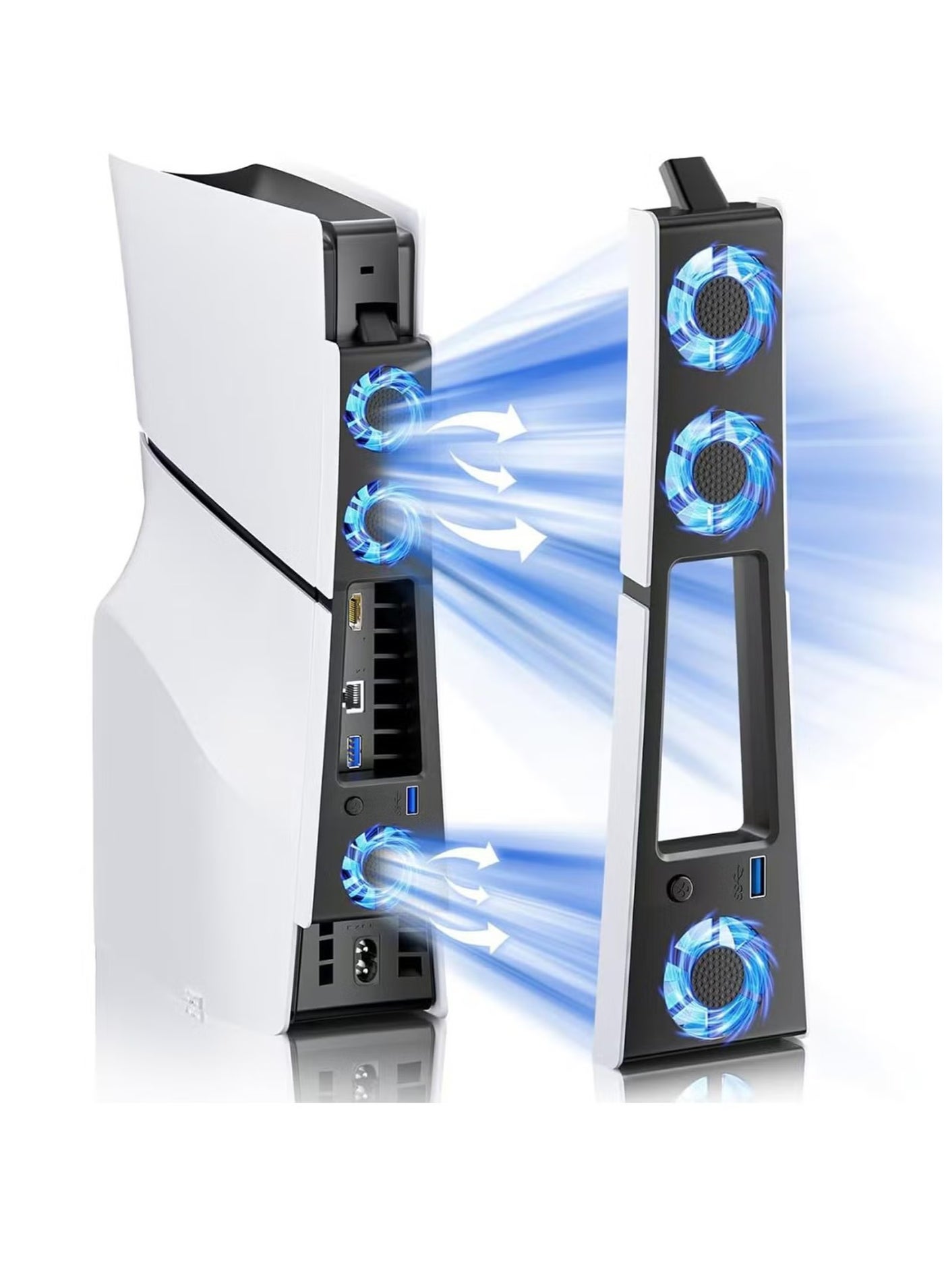 Compare Cooling Fan for PS5 Slim Console PS5 Slim Cooler with 3 Upgraded Silent Fans and Controller USB 3.0 Port for Digital CD Version at KSA Price