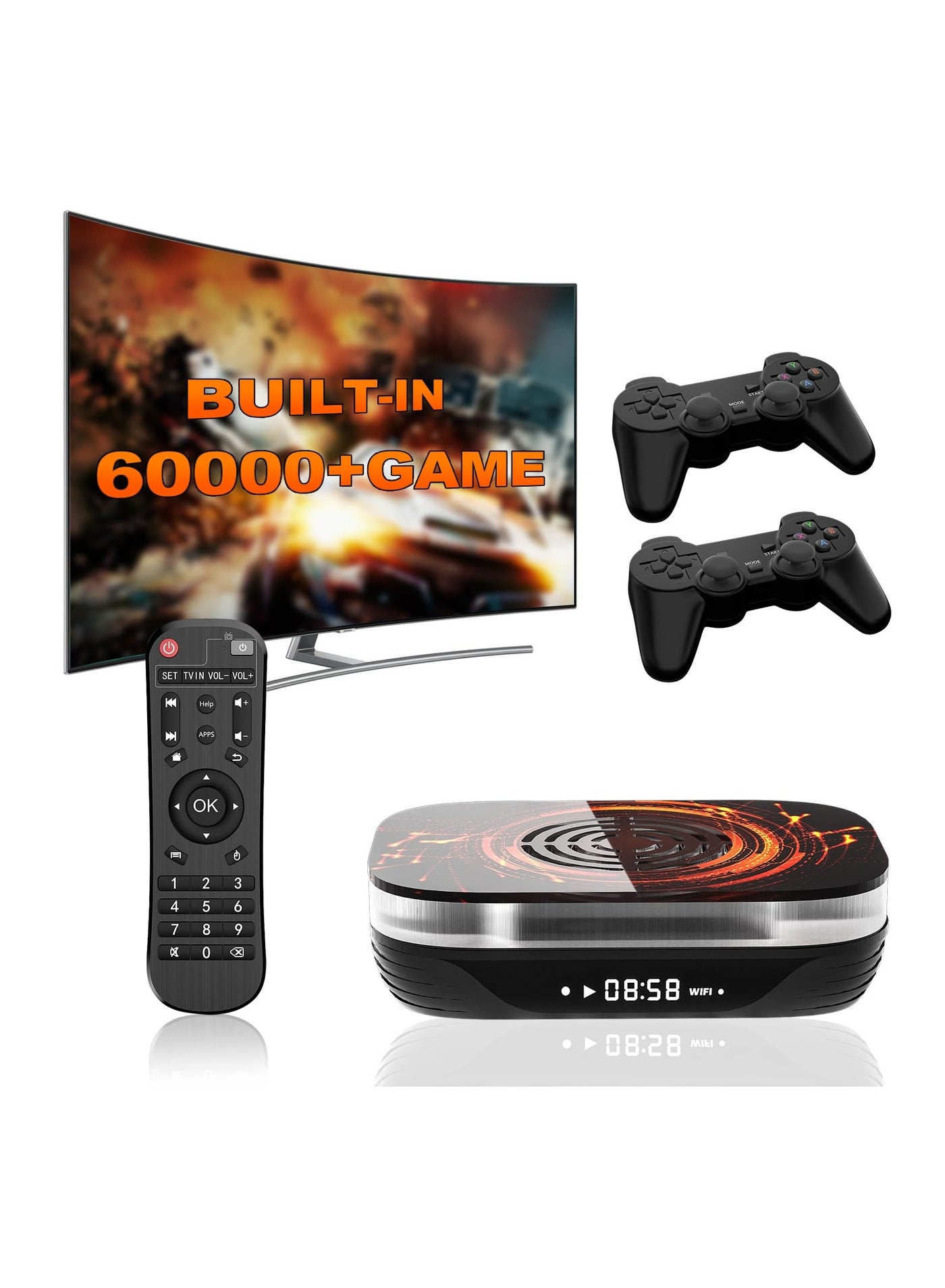 Compare Super Console X4 Plus, Video Game Console PreBuiltin 60000+Games, Retro Game Console Compatible, with 65+ emulators,EmuELEC 4.6Android 11.0CoreE, S905x4, 4K UHD Display, 2 Controllers included at KSA Price