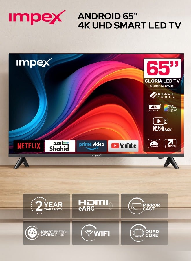 65 Inch 4K UHD Smart LED TV - 3840x2160…