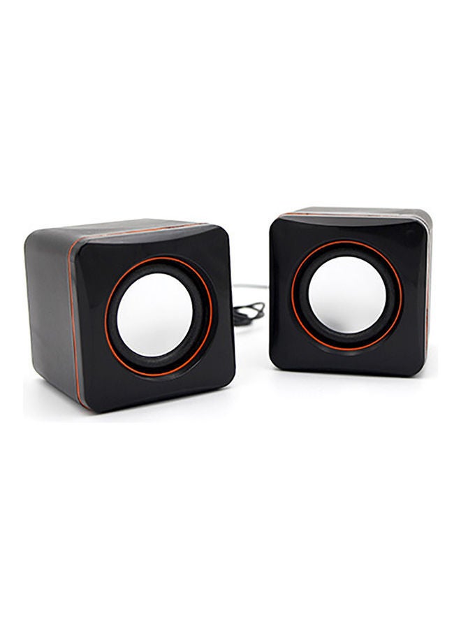 2-Piece USB Wired Mini Desktop Speaker Black