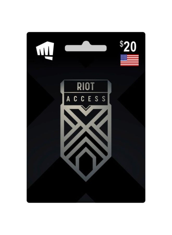 LEAGUE OF LEGENDS RIOT ACCESS USA $20 GIFT…