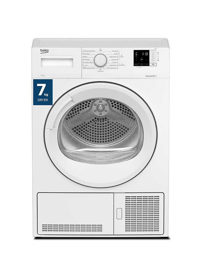 Compare 7 kg Condenser Tumble Dryer, 15 Programmes, Low Noise, AquaWave Technology, Advanced Sensor Drying, Convenient Digital Display DC7W White at KSA Price