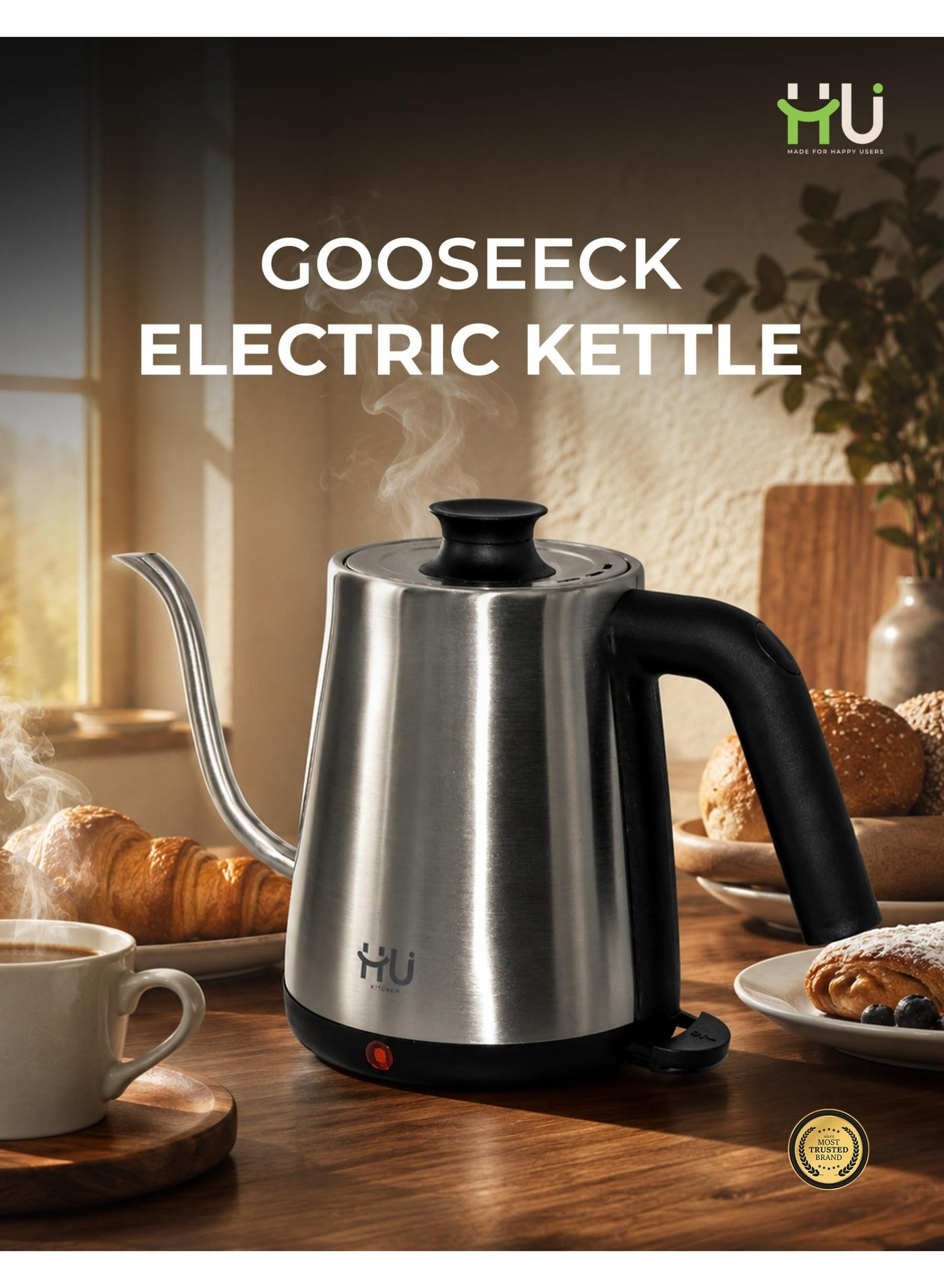 Compare Gooseneck Electric Kettle 0.8L – Stainless Steel Pour Over Kettle with Temperature Control, BoilDry Protection & 360° Rotatable Base at KSA Price