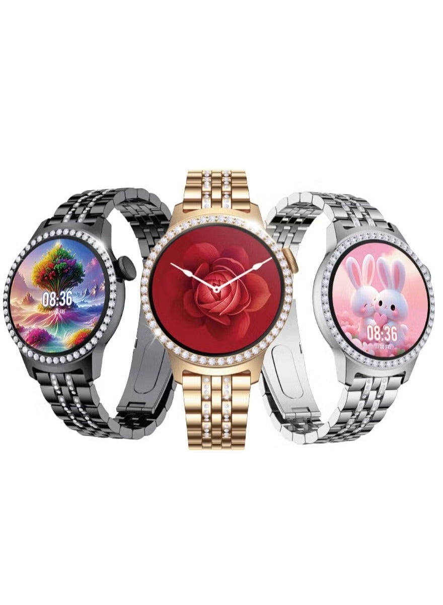 Compare Smart Watch with Bracelet – 2 Pairs of Straps & Wireless Charging, Sleek Black Design for Ladies & Girls, Fitness Tracker, Health Monitor, Stylish & Elegant Smart Wearable at KSA Price