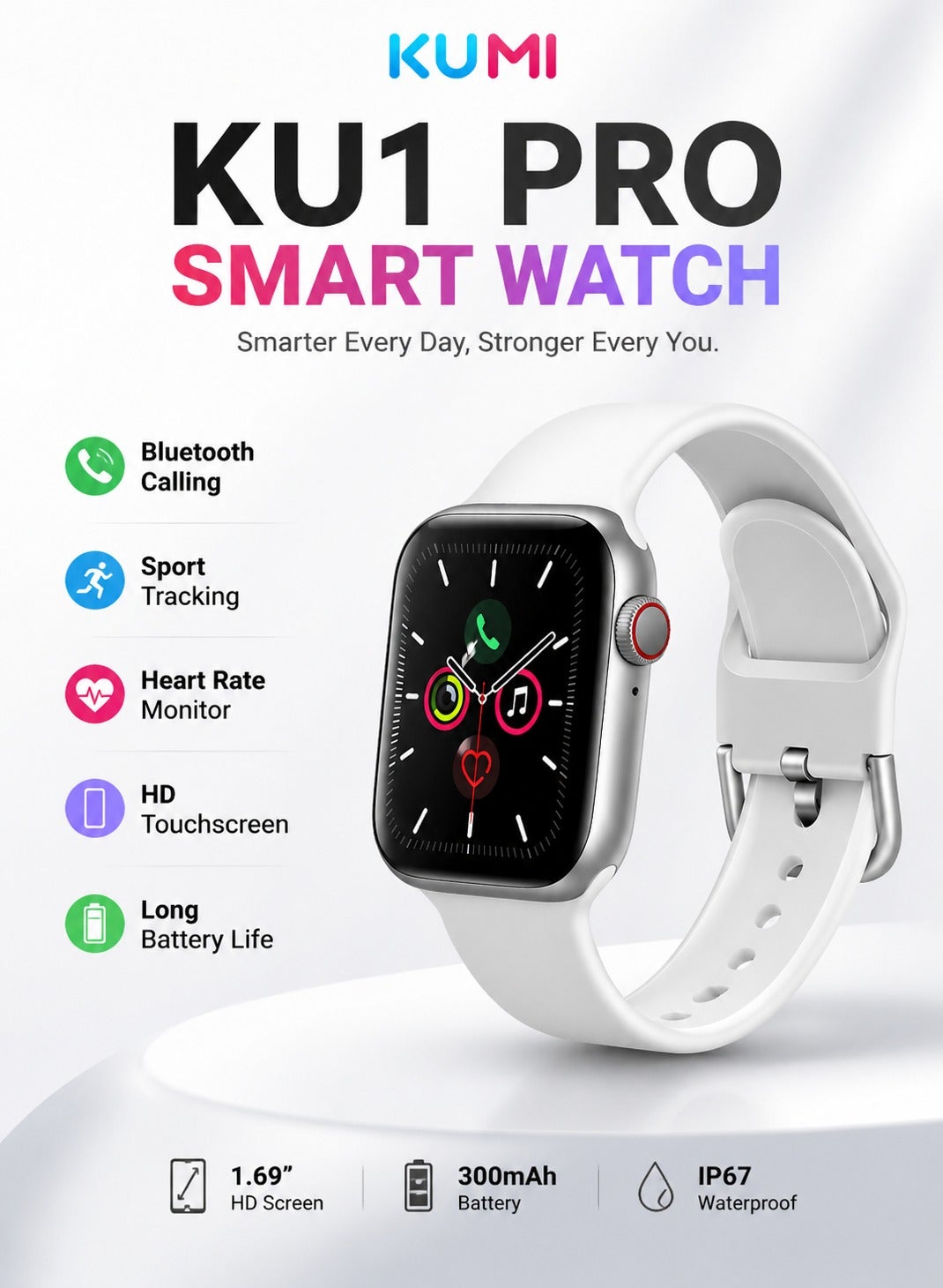 KU1 Pro Smart Watch 1.69 inch Sport Heart Rate…