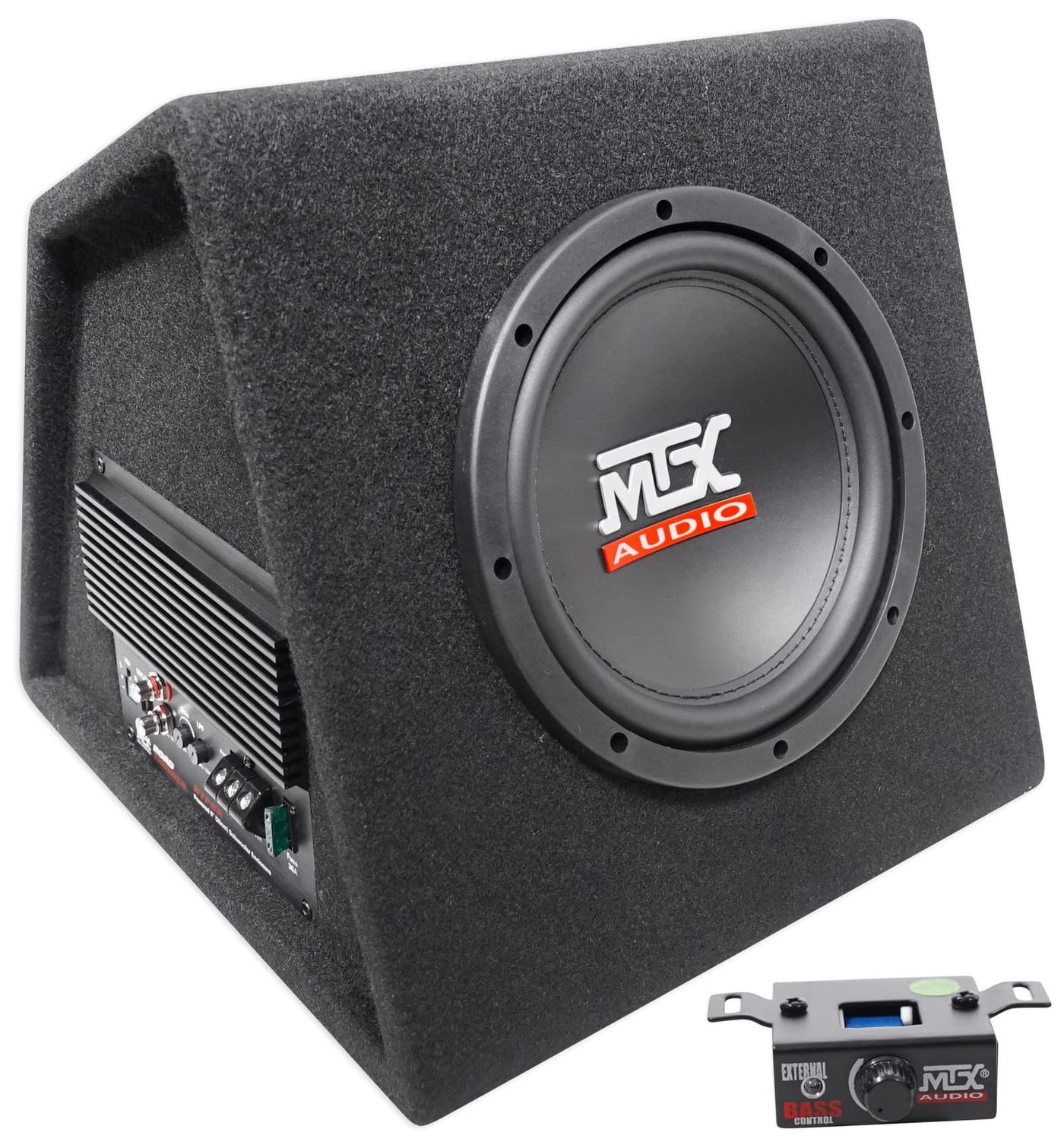 Compare MTX AUDIO RTP8A 8 120W Car Loaded Subwoofer Enclosure Amplified Box Vented at KSA Price