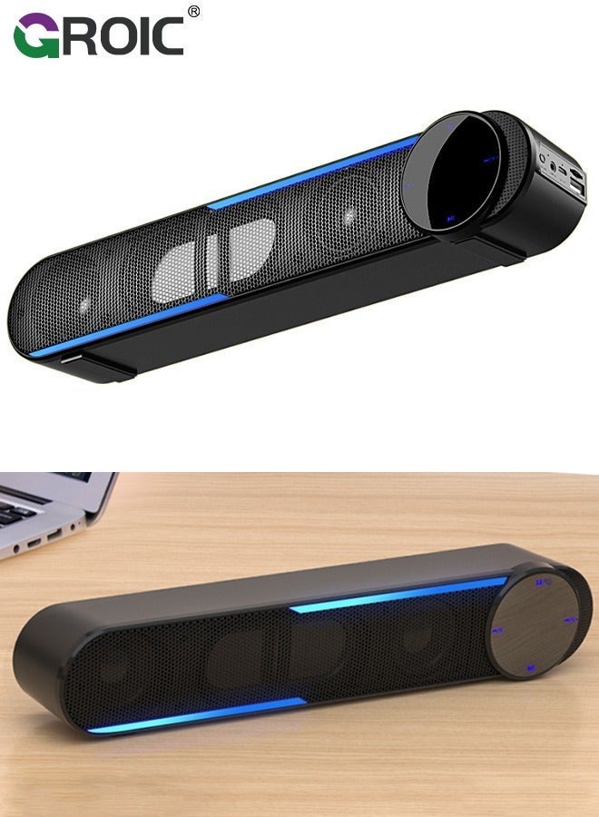 Compare Wireless Computer Speakers PC Soundbar for Monitor  Clear Sound, Bluetooth Speakers, 3.5mm AUX, Big Volume Control Laptop Tablet Compatible at KSA Price