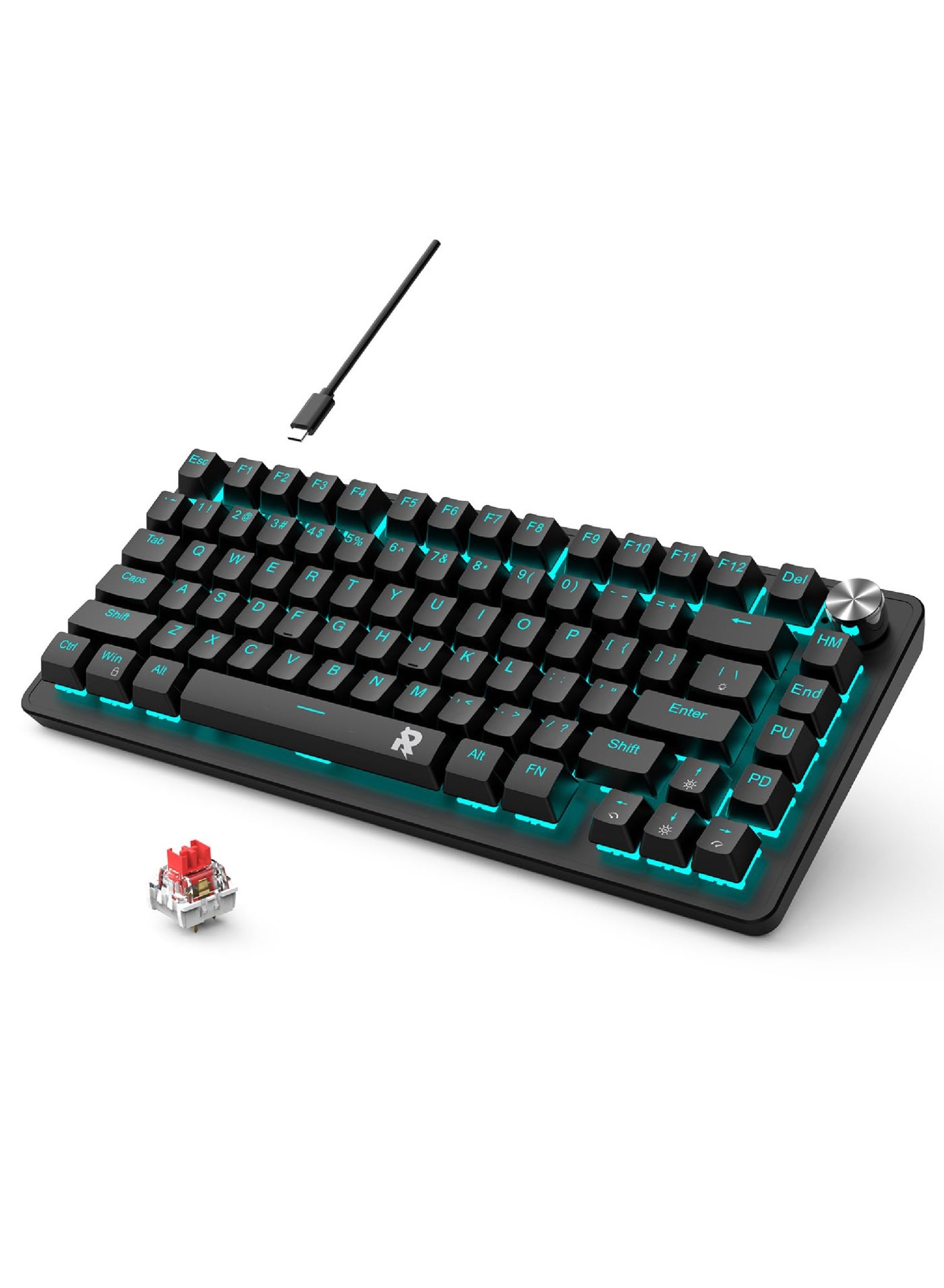 ROCK POW 70% PC Gaming Keyboard, 82 Keys…