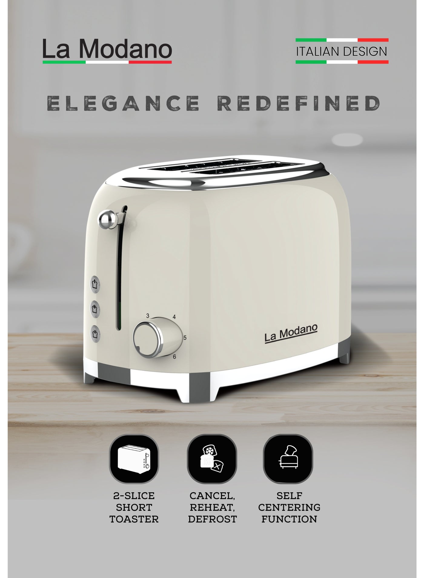 La Modano 2-Slice Bread Toaster 815W Adjustable…