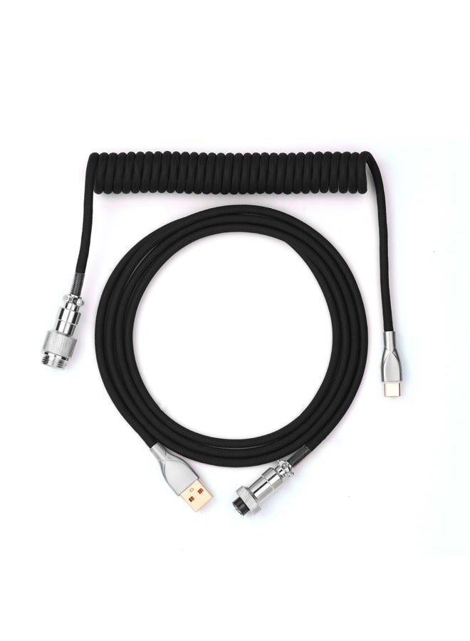 Compare Mix 1.8m Coiled TypeC to USB A TPU Mechanical Keyboard Space Cable with Detachable Aviator Connector for Gaming Keyboard and Cellphone Peacock Blue at KSA Price