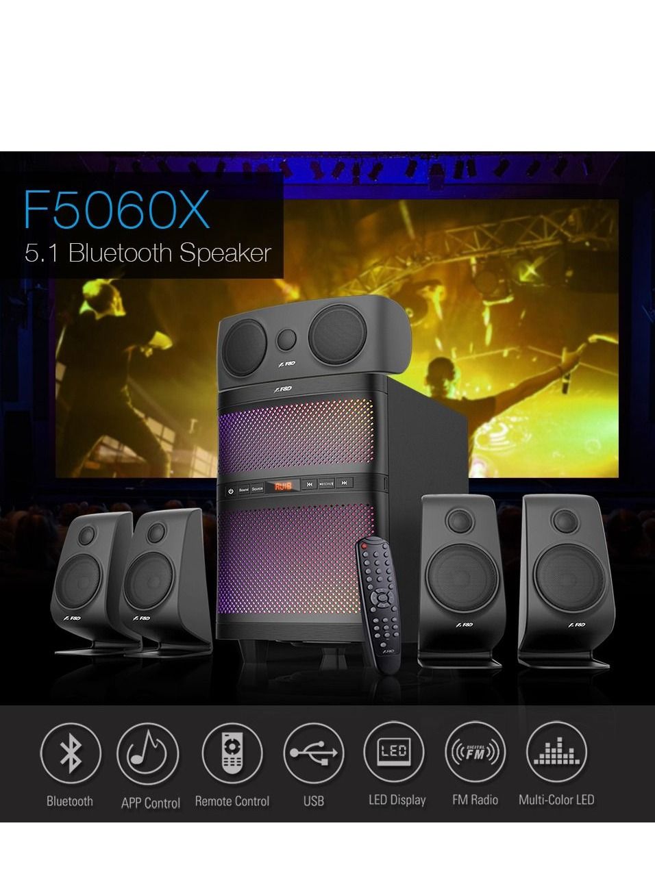F5060X Portable Bluetooth Multimedia Speaker System…