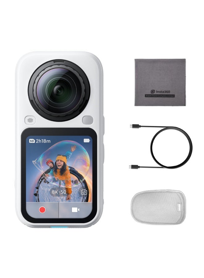 Compare X6 360 Camera Standard Bundle | 8K Camera + Pouch + Cable + Lens Cloth, Dual 1 Sensors + Triple AI Chips, 140 mins @8K30fps Battery Life, Replaceable Lens, 20m WaterProofing  Arctic White at KSA Price