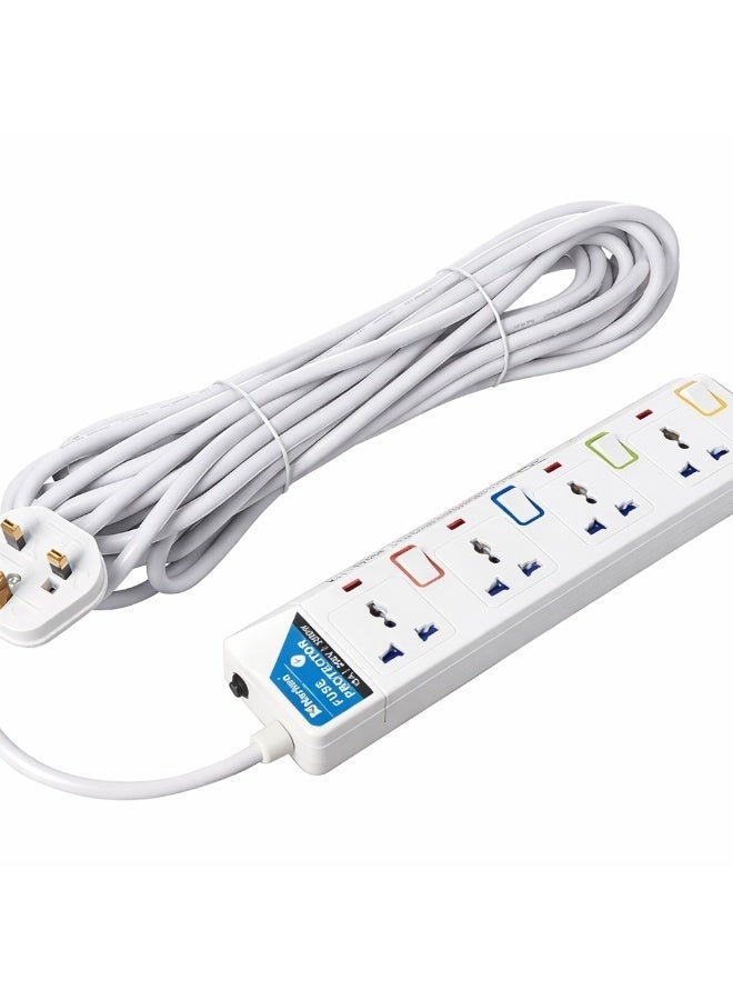Compare ESeries Electric Universal Extension Cord 4 Socket 10 Meter Power Strip wire, 13A Fuse surge With Separate Single Switch and Indicate light, Max 13A, 3250W, AC 250V at KSA Price