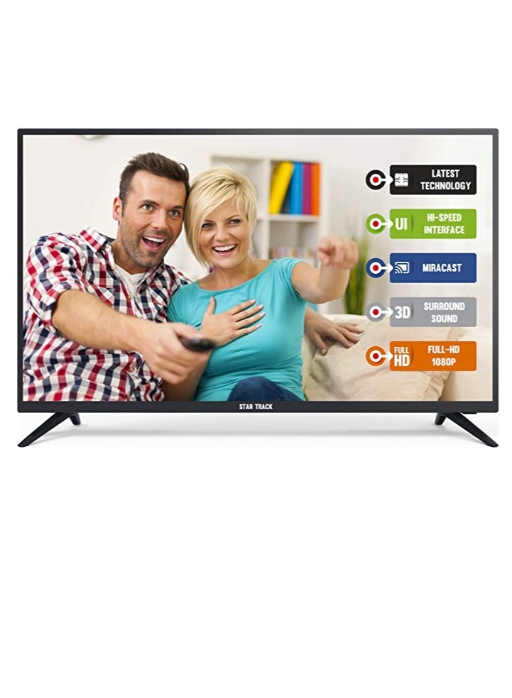 Compare STAR TRACK 43 Full HD LED TV | 1080p, Satellite Receiver, BezelLess, HDMI x3, USB x2, Surround Sound at KSA Price