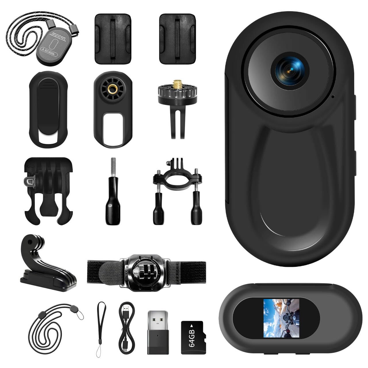 Compare Asdanalili 1080P Mini Body Camera,64G Wearable Action Body Cam,Thumb Size Hands Free OneClick Filming Body Worn Camera with 360Â°Rotatable Clip for Work, Travel, Pet Walking at KSA Price