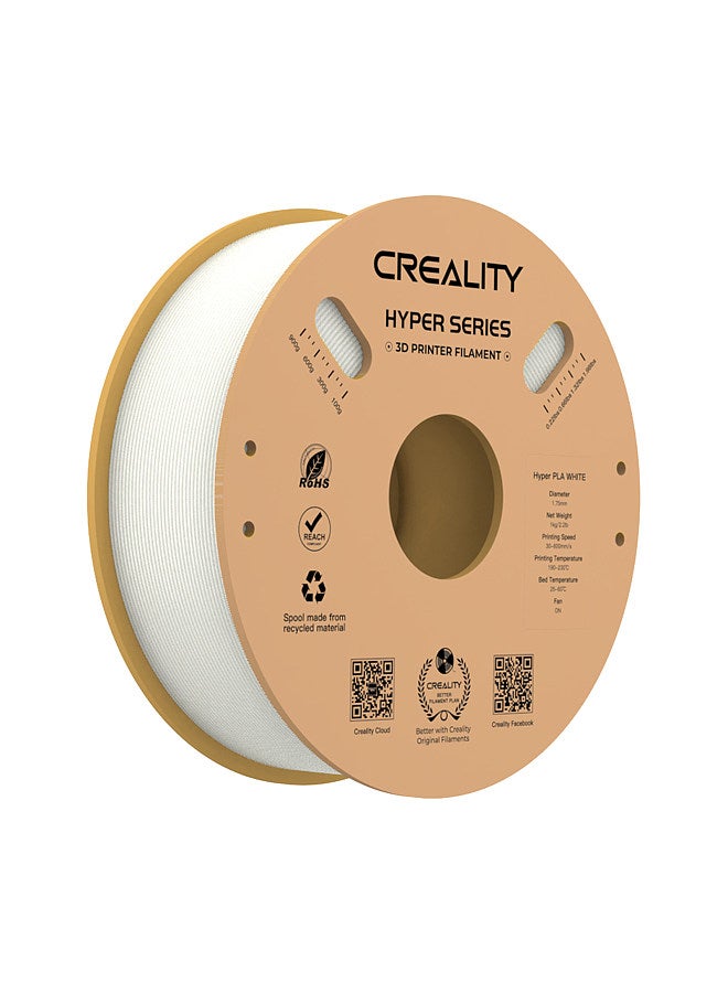 Compare Hyper PLA  Filament 1.75mm High Fluidity High Speed 3D Printing Material Stable Extrusion Spool Dimensional 1KG2.2lb Accuracy +0.03mm Standard 1 Roll  White at KSA Price
