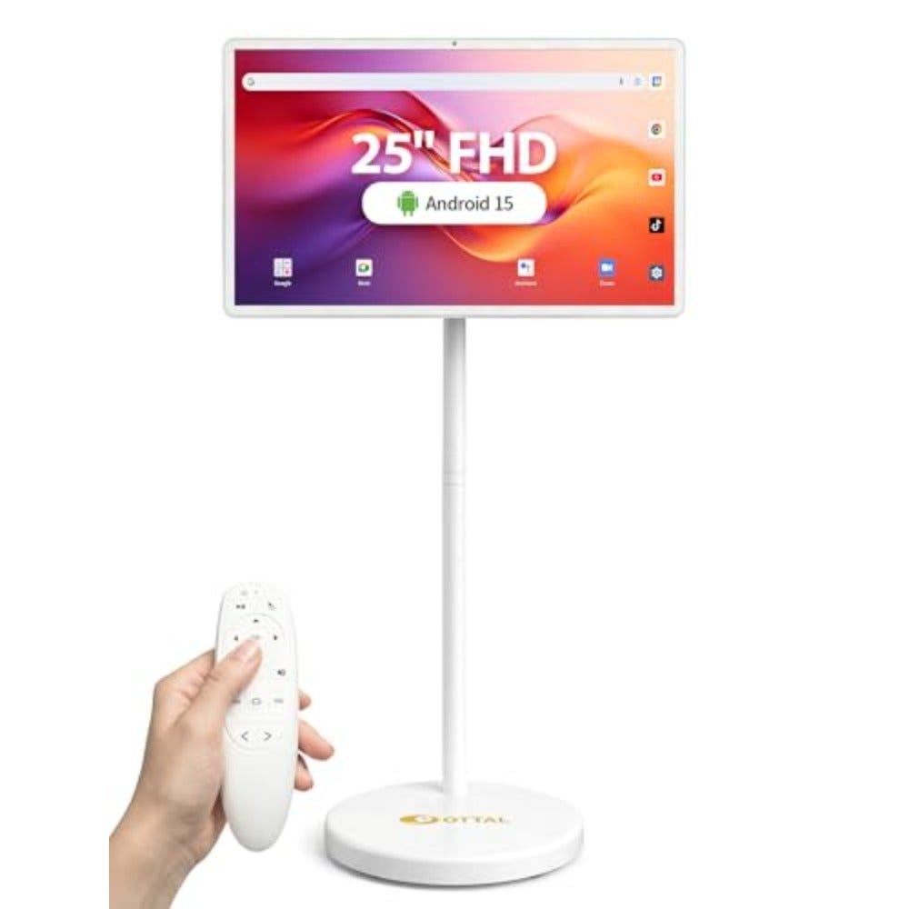 Compare Smart TV 25Inch Portable Monitor with Touch Screen 1080P Smart Screen Rolling TV Stand on Wheels 6GB RAM + 128GB Storage 60Hz Refresh Rate White at KSA Price