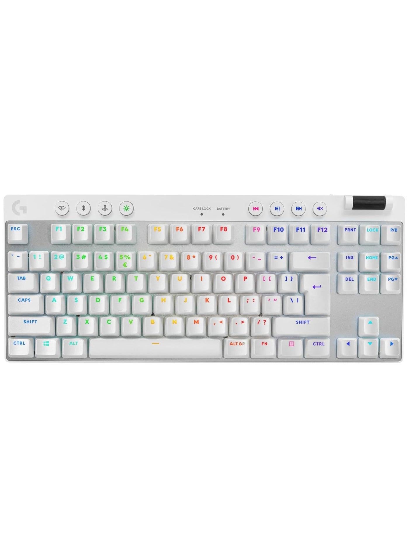 Compare Logitech G PRO X TKL LIGHTSPEED Wireless Gaming Keyboard, UltraPortable Tenkeyless Design, LIGHTSYNC RGB, PBT keycaps, Tactile Switches GX Brown, US INTL Layout  White at KSA Price
