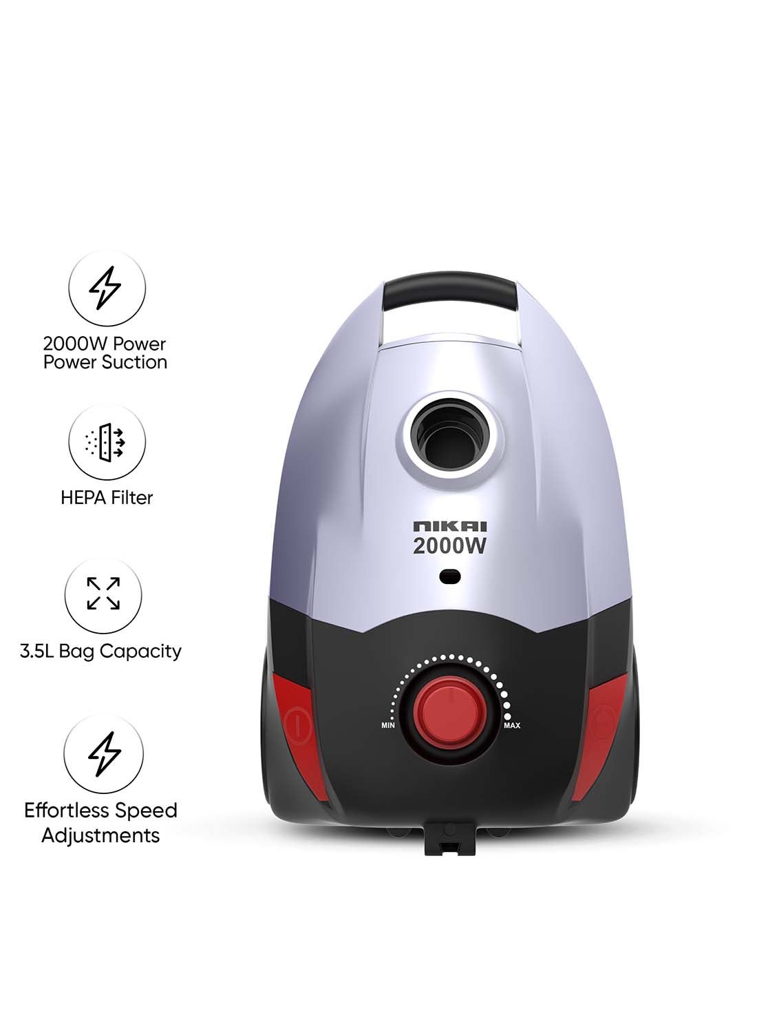 Compare Vacuum Cleaner With High Suction Power, Hepa Filter, And Multipurpose Brush  Effortless Cleaning, Telescopic Tube And Easy Carry Handle, Speed Control, For Home And Office Use 3.5 L 2000 W NVC9260A1 BlackSilverRed at KSA Price