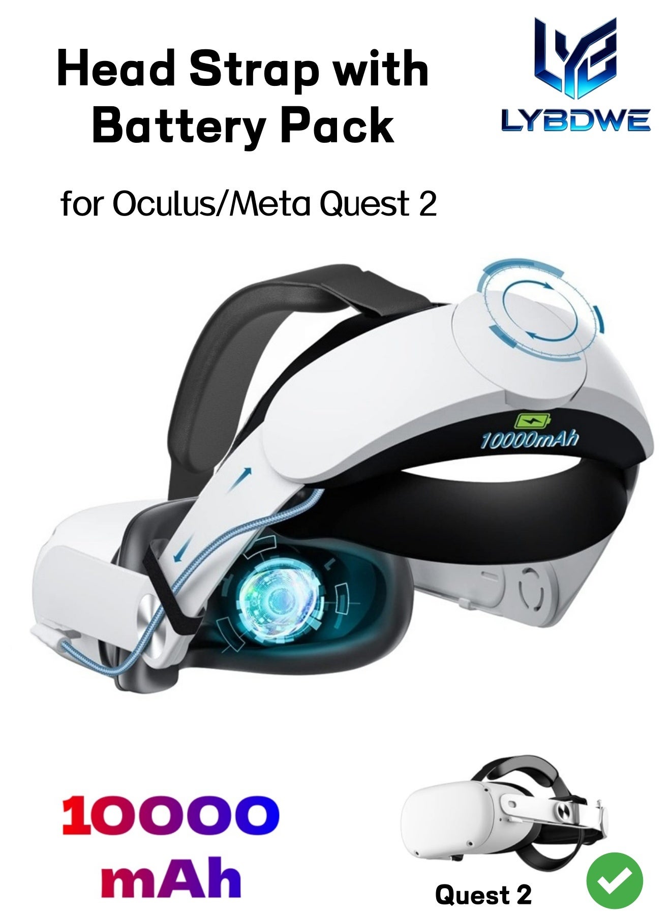 Compare Head Strap with Battery Pack for OculusMeta Quest 210000mAh Battery Pack Extend 24H Playtime  VR Stocking Stuffers for Men  Adjustable Elite Strap Replacement VR Accessories for OculusMeta Quest 2 at KSA Price